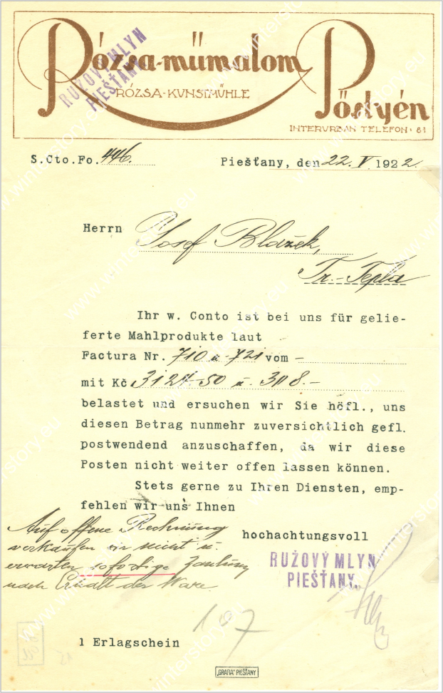 Magyar-német-szlovák nyelvű dokumentum 1922-ből